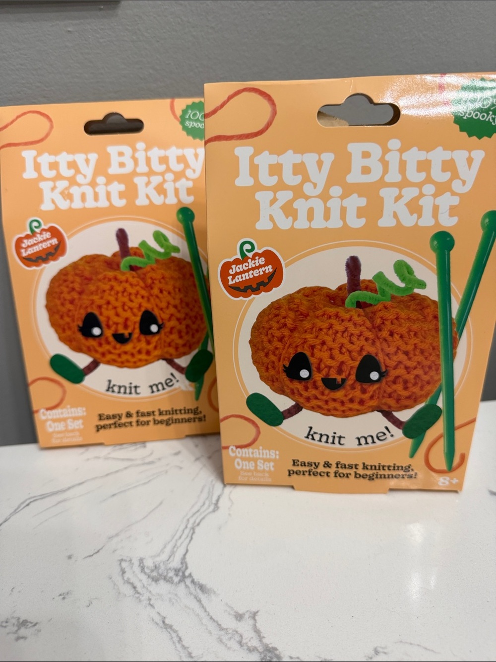 2 Itty Bitty Knit Kit - Pumpkin Jackie Lantern (Orange & Green)